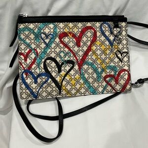 Brighton Initially Yours Heartburst Pouch White Multi Purse Crossbody
